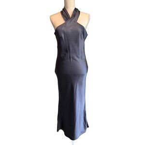 Lovely Women's Size XS Twist Halter Midi Column Dress in Silverstone‎ LB026 NWT
